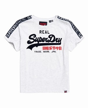 Superdry Vintage Logo Sleeve Tape Boxy Női Pólók Fehér | OZRCV0783